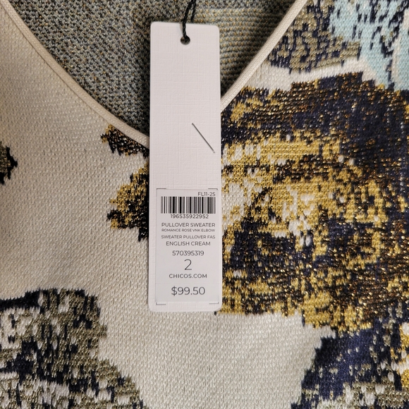 Chico's Textured Knit Top with Floral Design L (NWT) - Picture 5 of 6